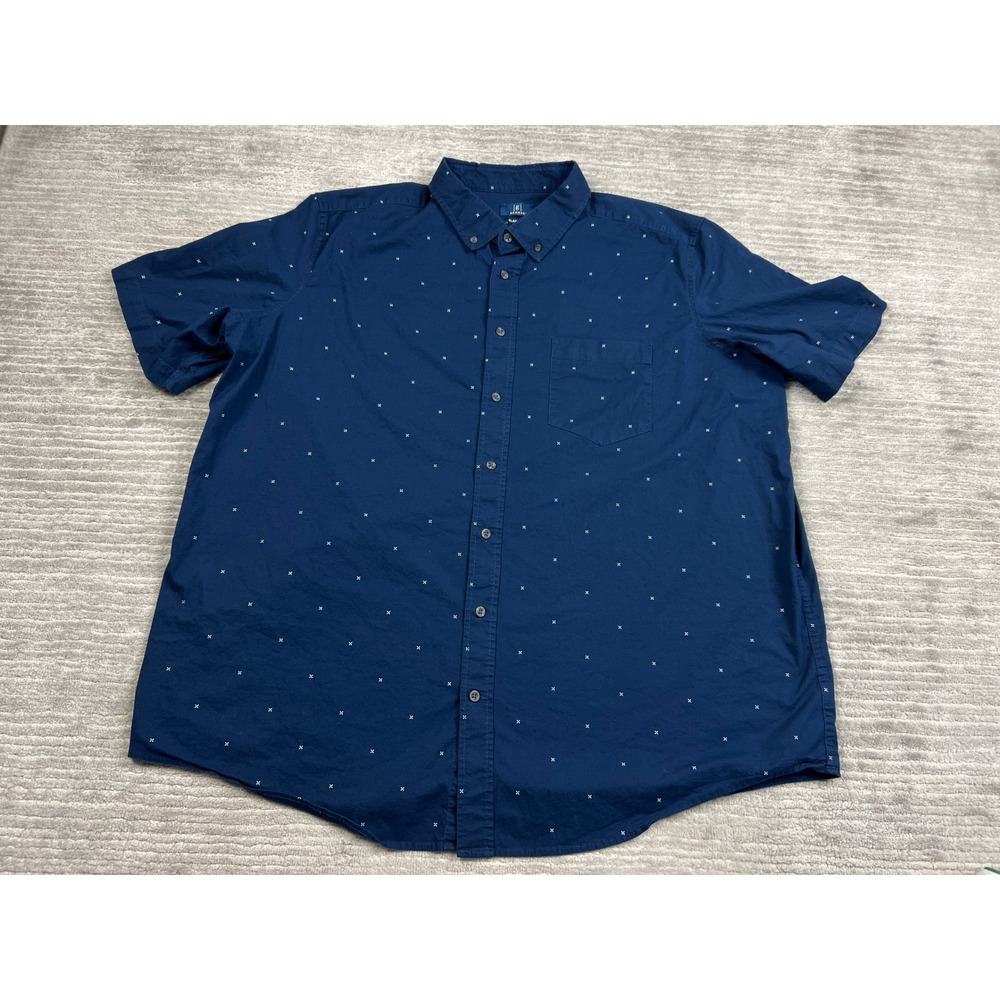 George Button Down Shirt Mens 3XL Navy Blue Ditsy Cross Classic Fit GM29Y069B